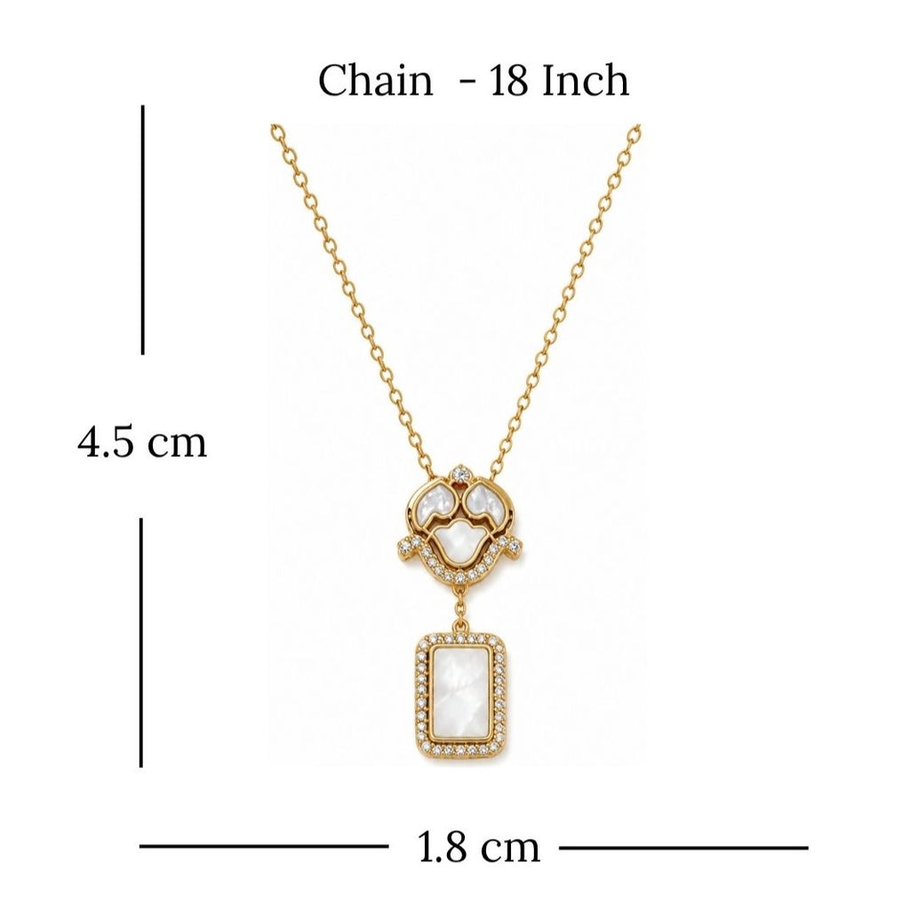 Gold Plated Cubic Zirconia & Kundan Chain Pendant