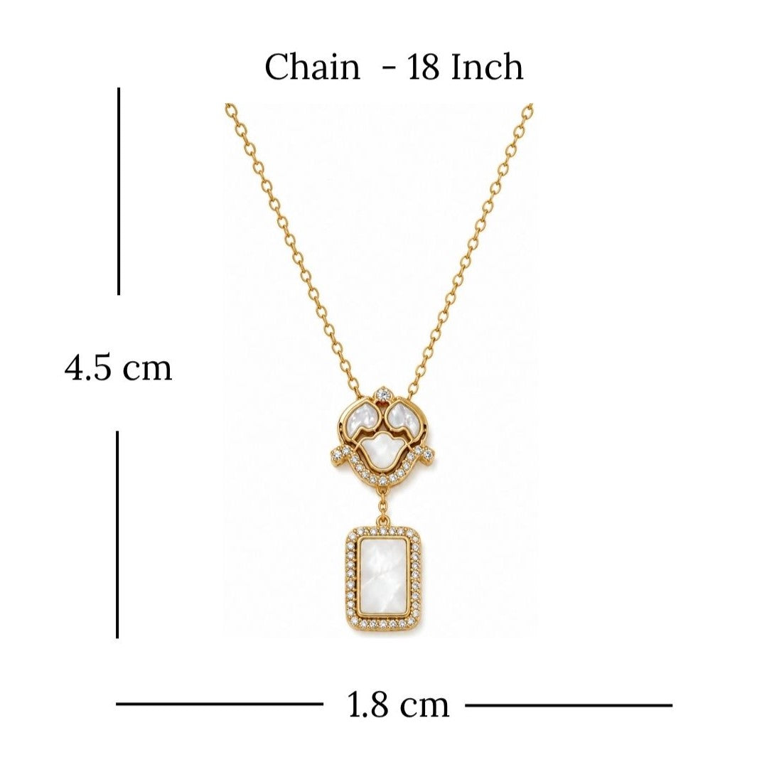 Gold Plated Cubic Zirconia & Kundan Chain Pendant