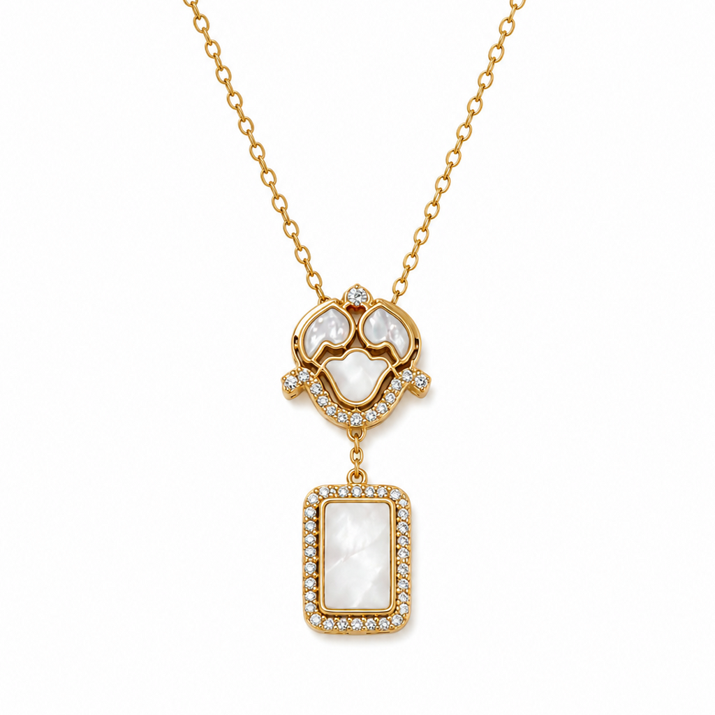 Gold Plated Cubic Zirconia & Kundan Chain Pendant