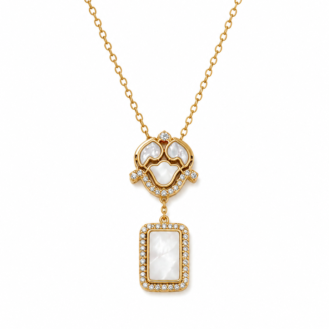 Gold Plated Cubic Zirconia & Kundan Chain Pendant