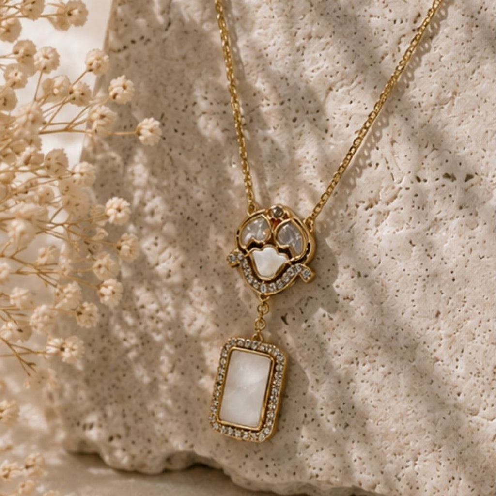 Gold Plated Cubic Zirconia & Kundan Chain Pendant