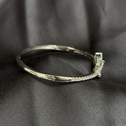 Rhodium-Plated Cubic Zirconia Butterfly Bangle