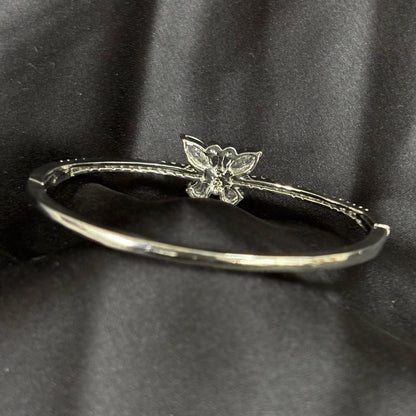 Rhodium-Plated Cubic Zirconia Butterfly Bangle