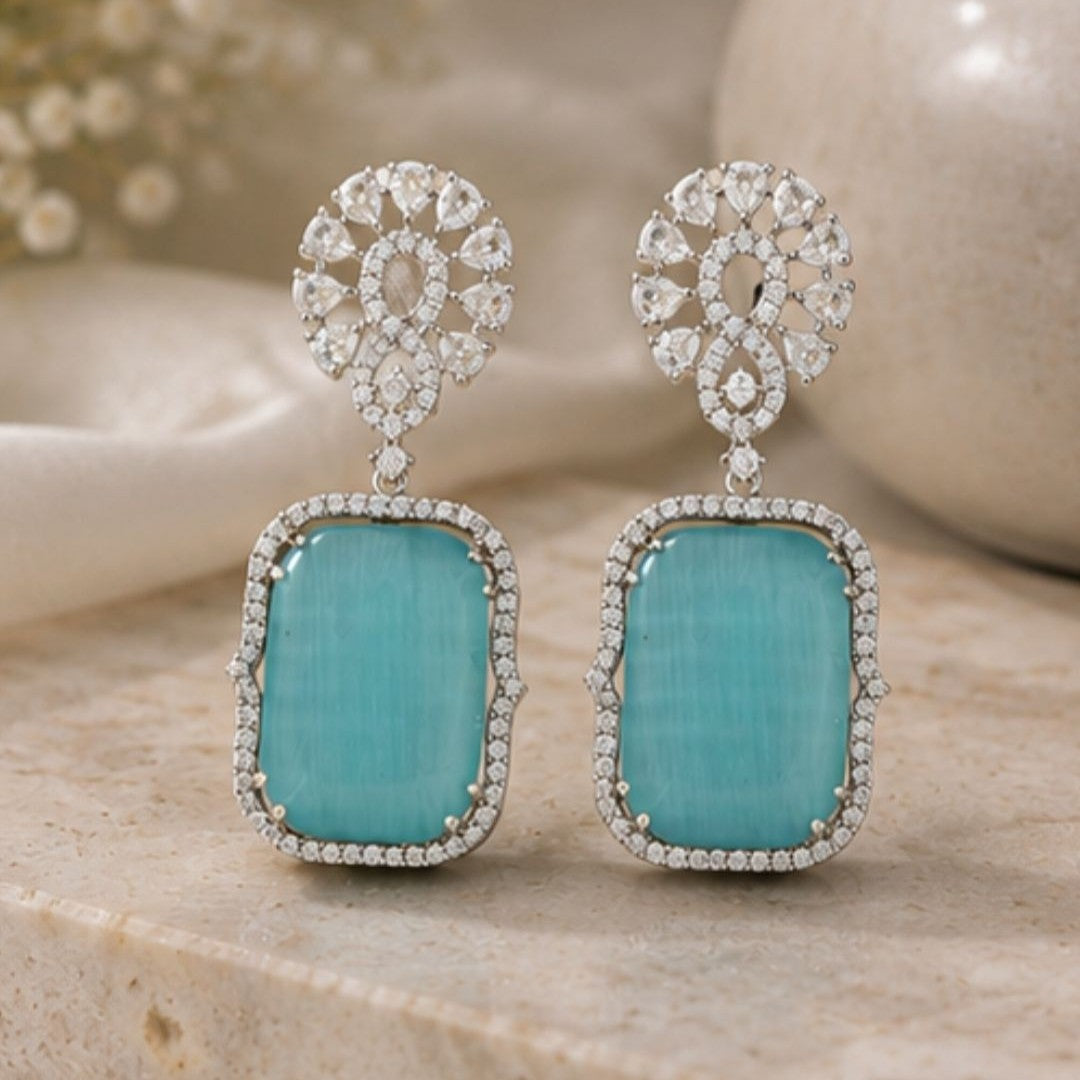 Rhodium Plated CZ Earrings
