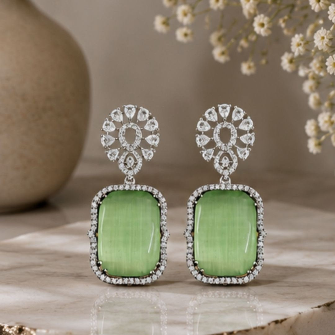 Rhodium Plated CZ Earrings