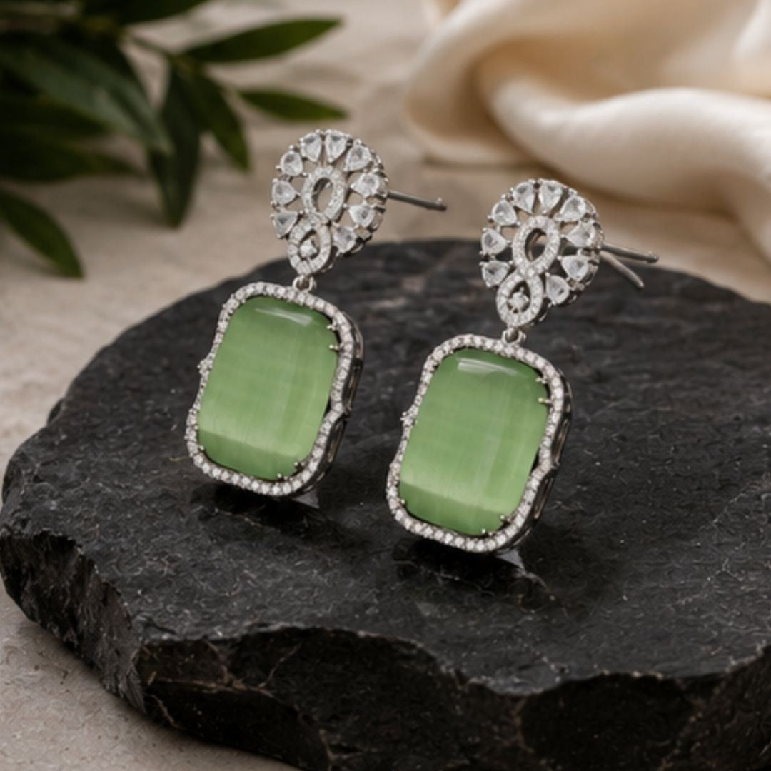 Rhodium Plated CZ Earrings