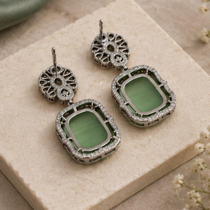 Rhodium Plated CZ Earrings