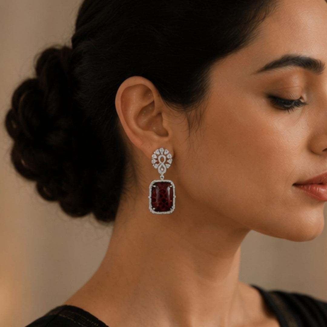 Rhodium Plated CZ Earrings