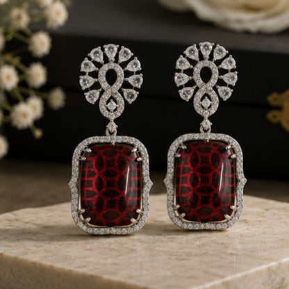 Rhodium Plated CZ Earrings