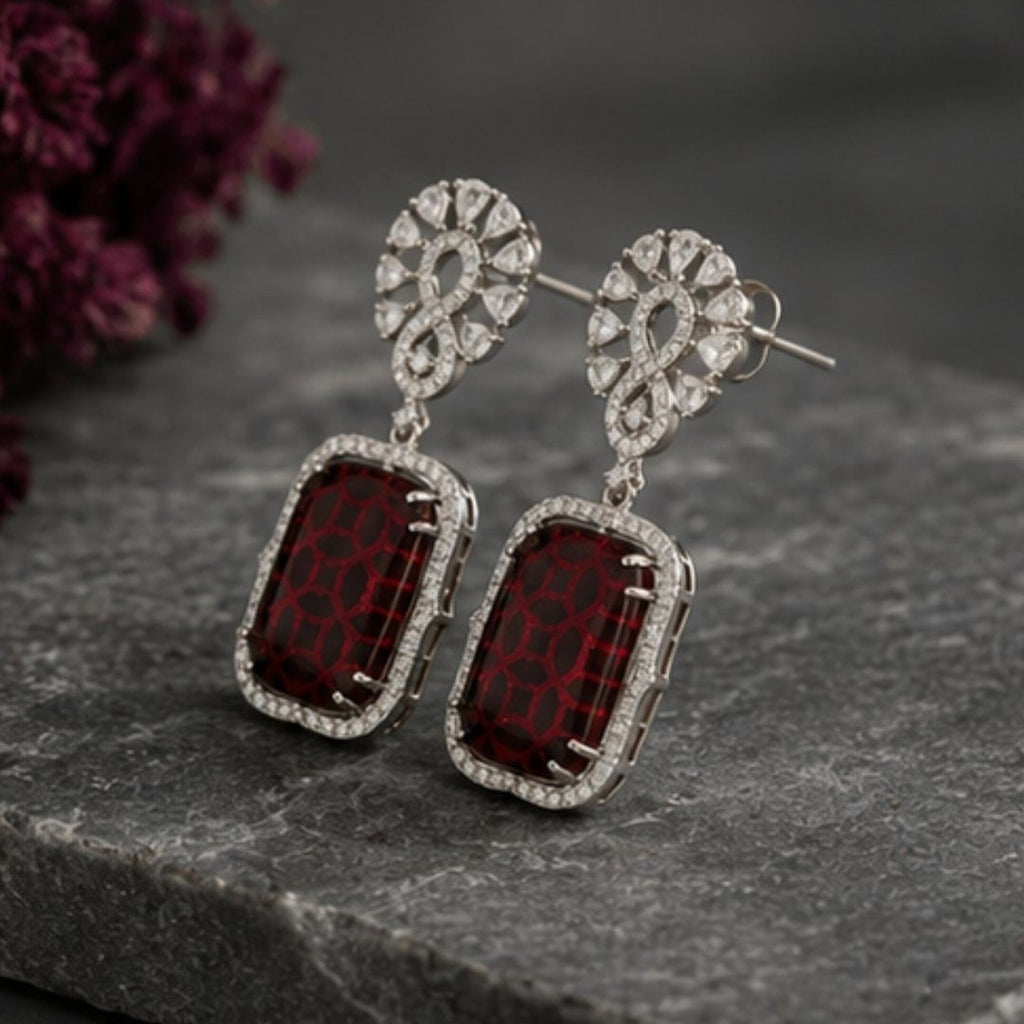 Rhodium Plated Cubic Zirconia Drop Earrings
