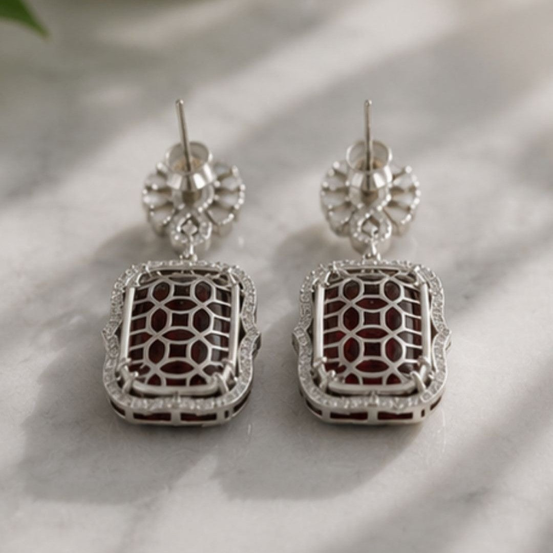 Rhodium Plated Cubic Zirconia Drop Earrings