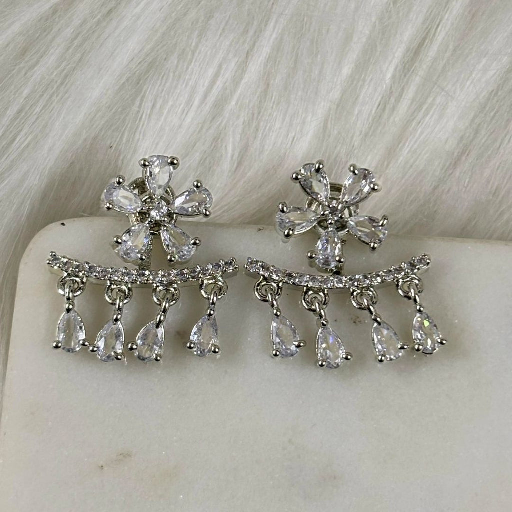Rhodium Plated Cubic Zirconia Earring