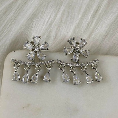 Rhodium Plated Cubic Zirconia Earring