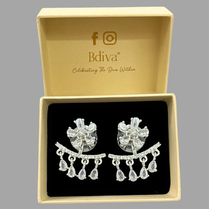 Rhodium Plated Cubic Zirconia Earring
