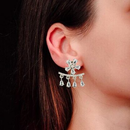Rhodium Plated Cubic Zirconia Earring