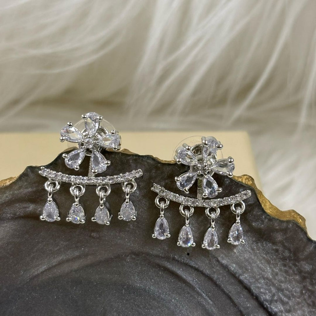 Rhodium Plated Cubic Zirconia Earring