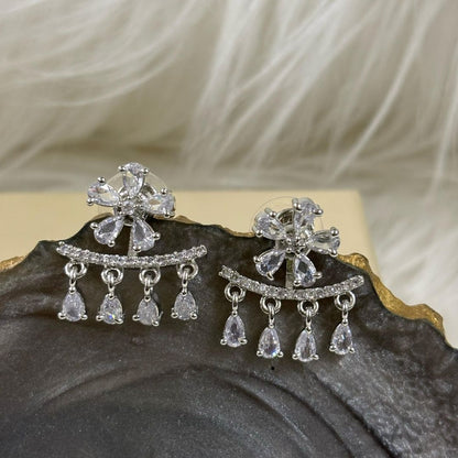 Rhodium Plated Cubic Zirconia Earring