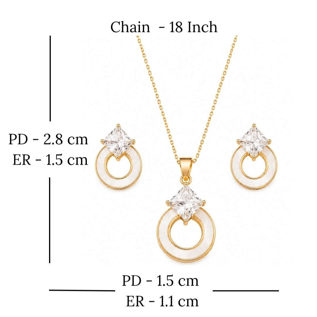 Rose Gold Plated CZ Pendant Set