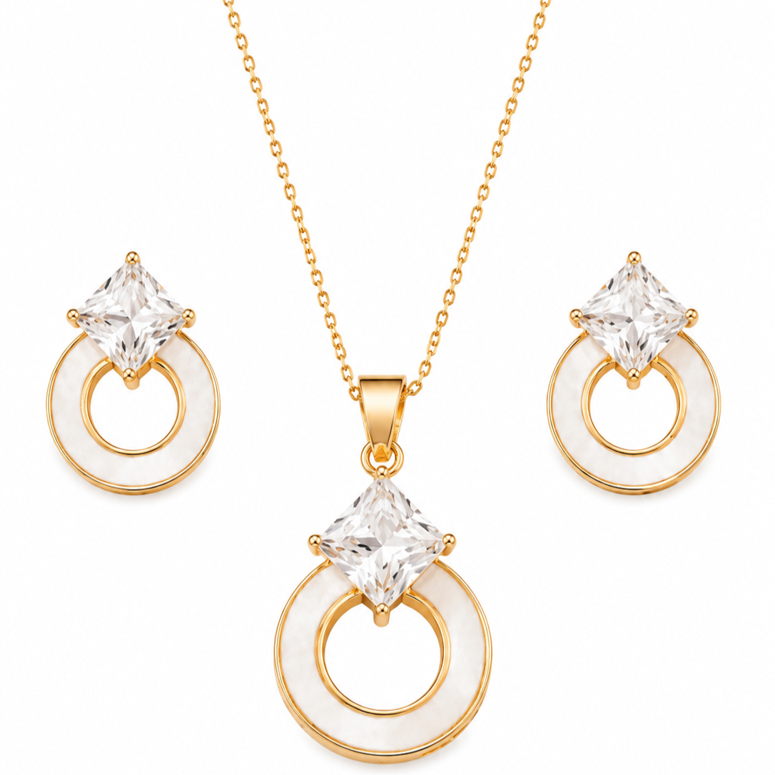 Rose Gold Plated CZ Pendant Set