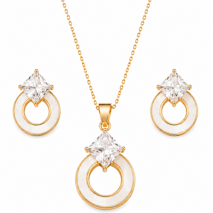 Rose Gold Plated CZ Pendant Set