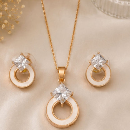 Rose Gold Plated CZ Pendant Set