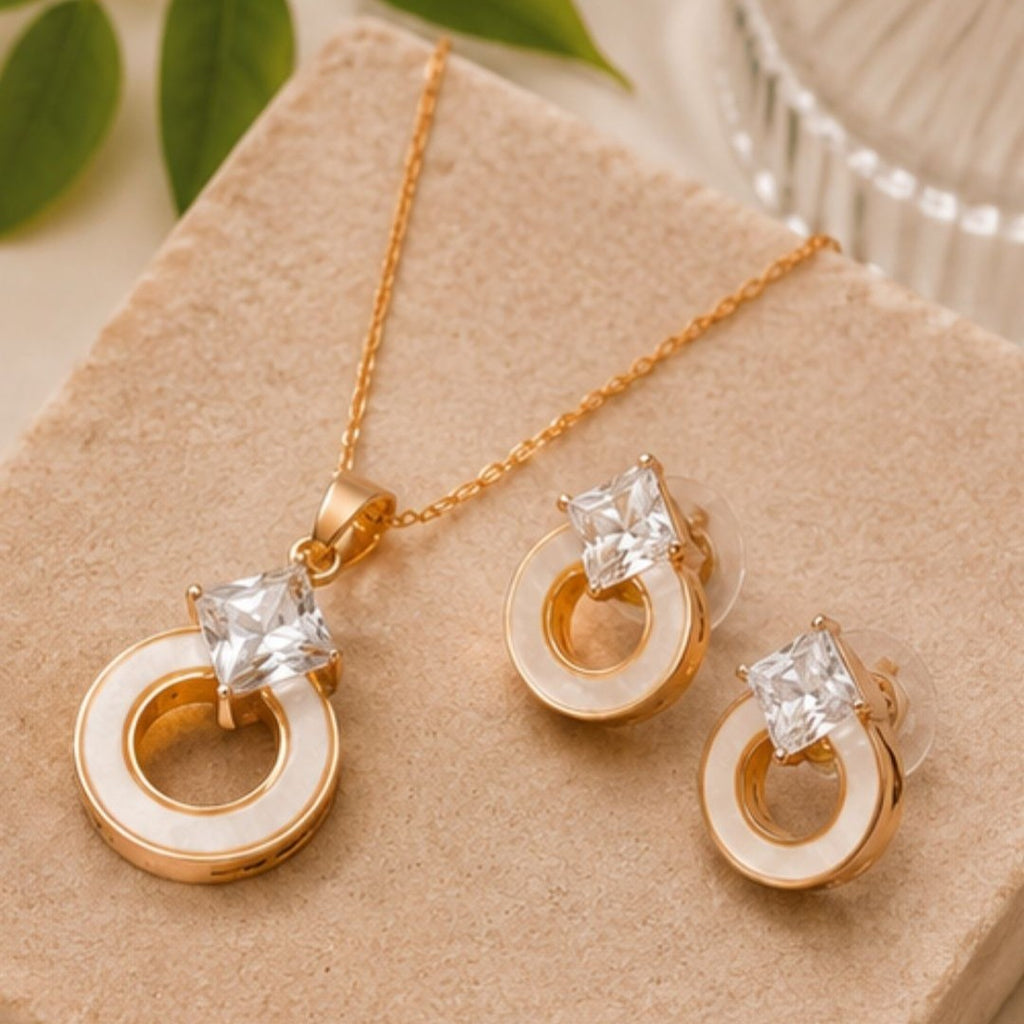 Rose Gold Plated Cubic Zirconia Pendant Set