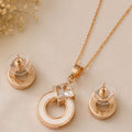 Rose Gold Plated Cubic Zirconia Pendant Set