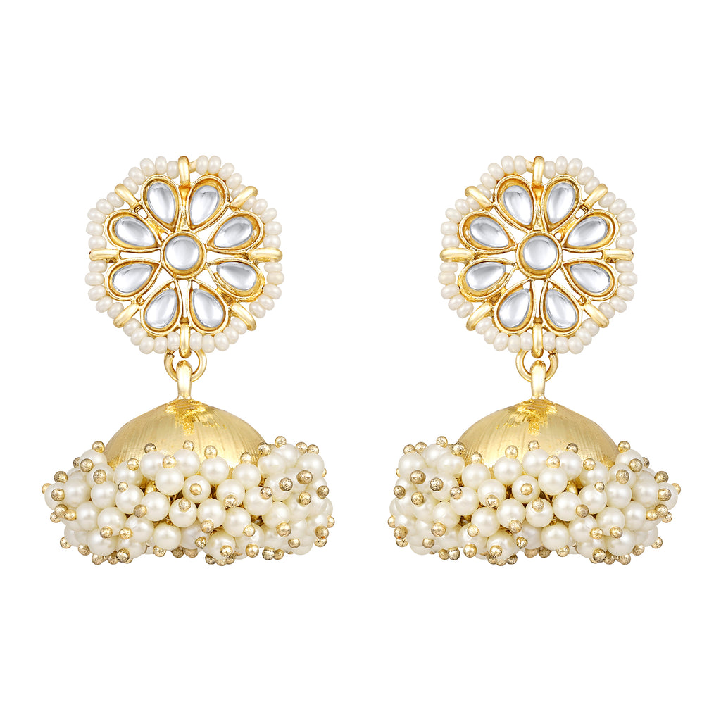 Gold Plated Kundan Jhumka Earrings