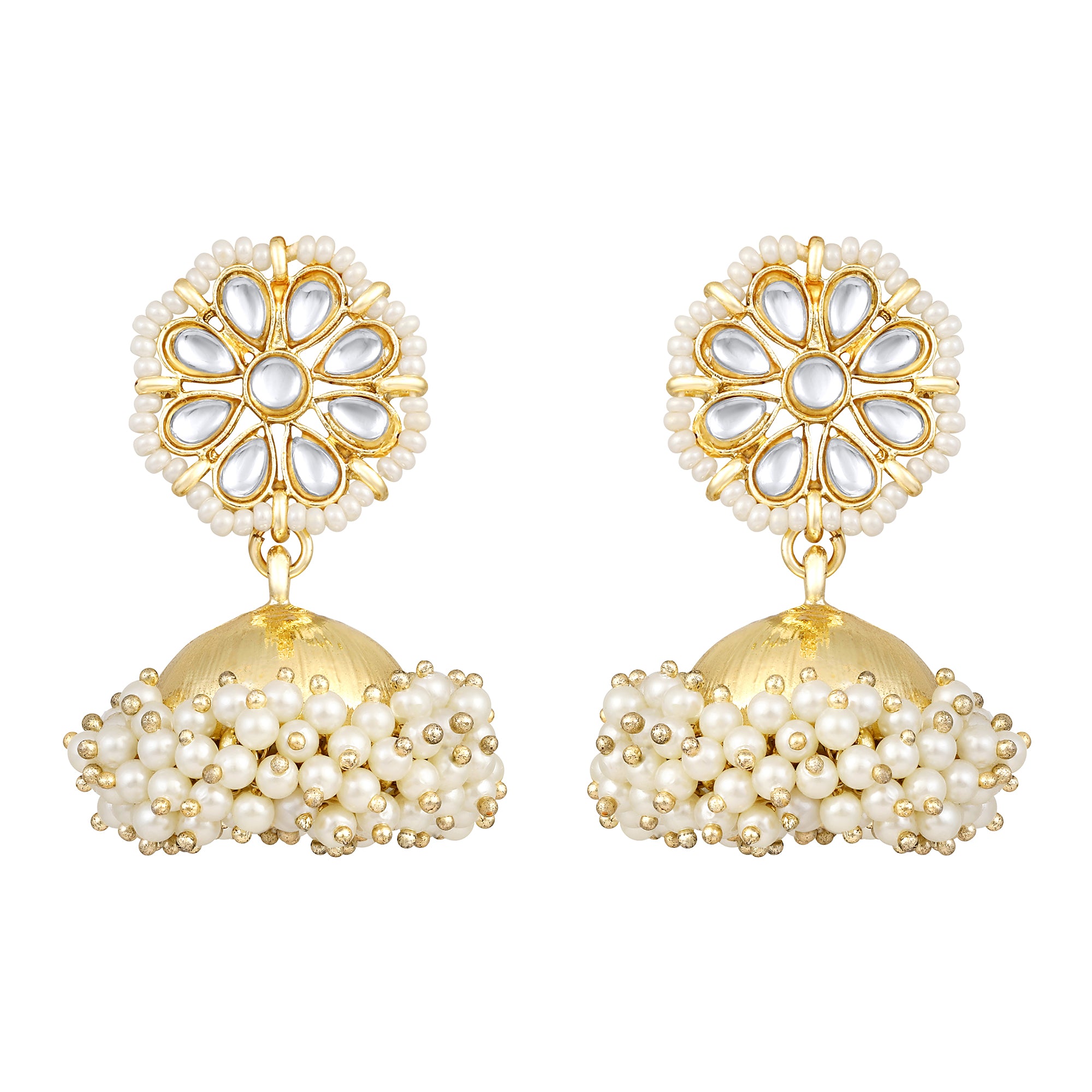 Gold Plated Kundan Jhumka Earrings