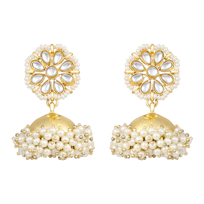 Gold Plated Kundan Jhumka Earrings