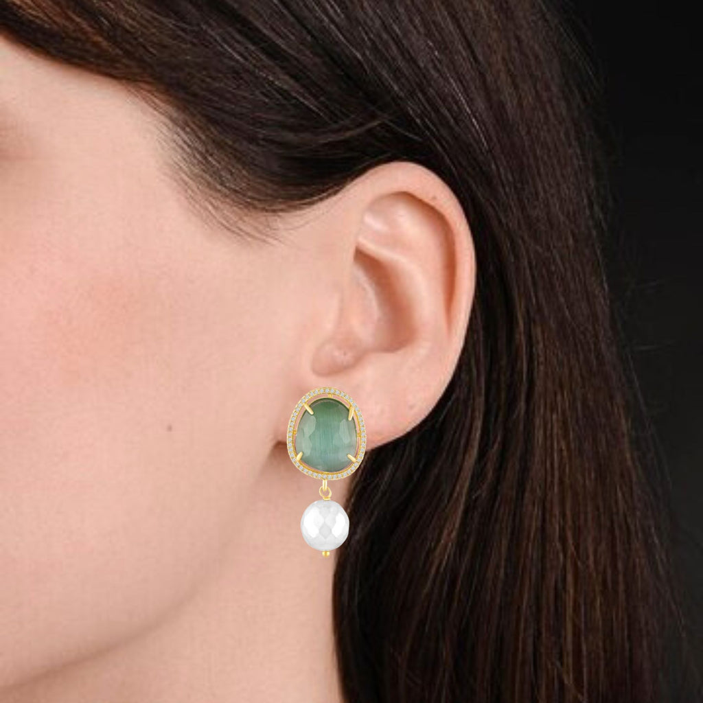 Gold Plated Emerald Earrings