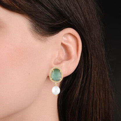 Gold Plated Emerald Earrings