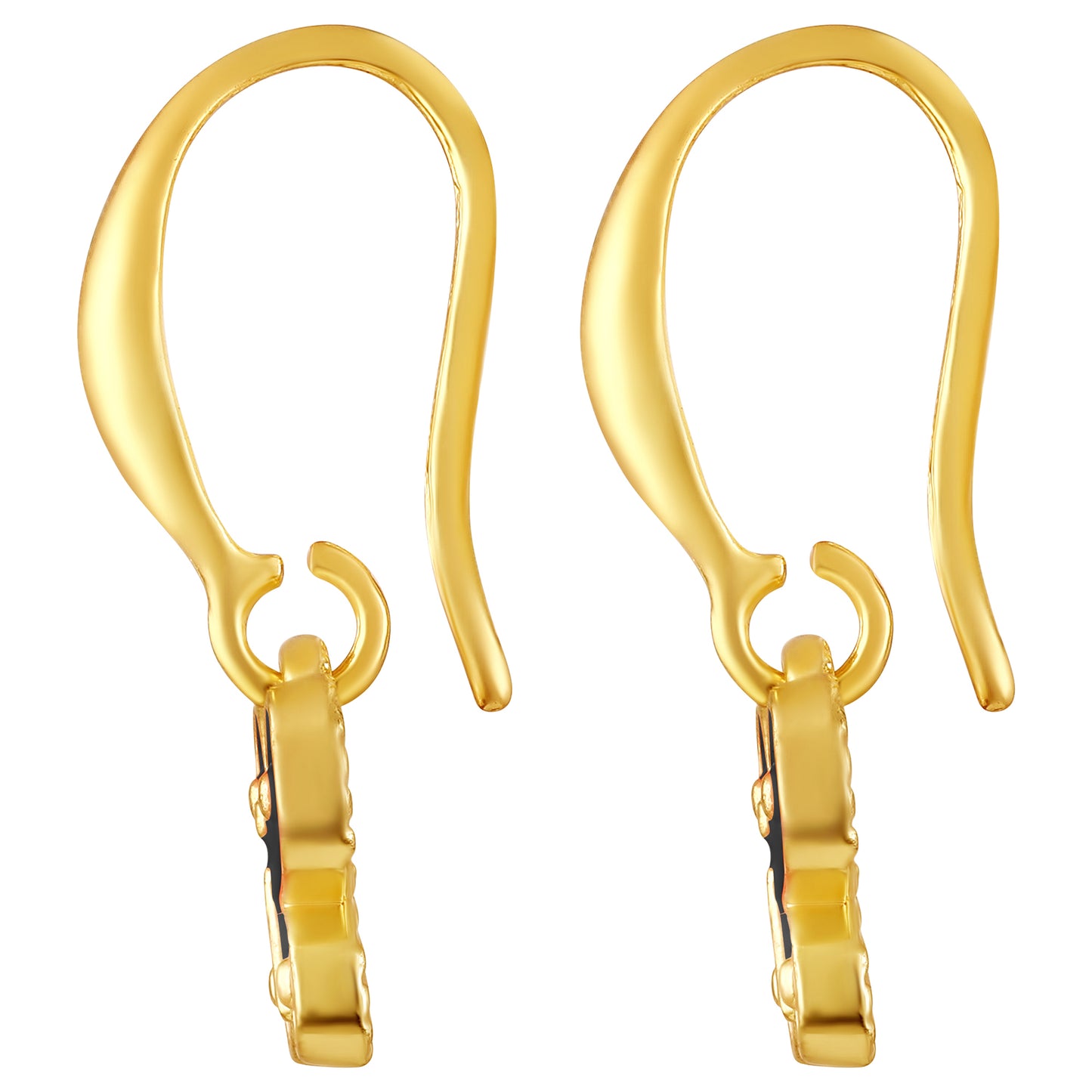 Bdiva Handmade Gold Plated Black Enamel Butterfly Hoop Earrings