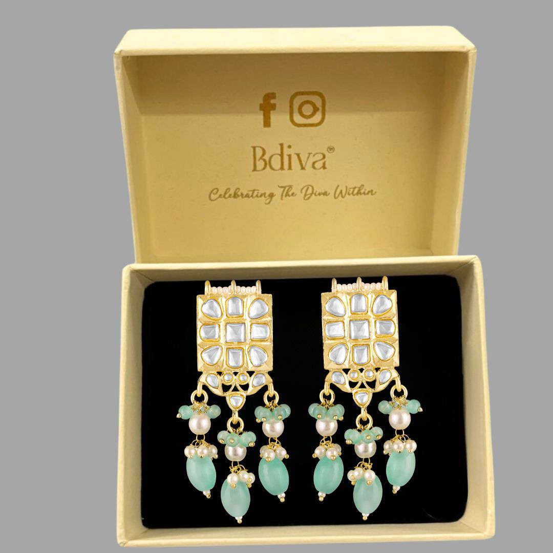 BDiva 18k Gold Plated Mint Cascade Dangle Earrings with a Symphony of Style and Sophistication