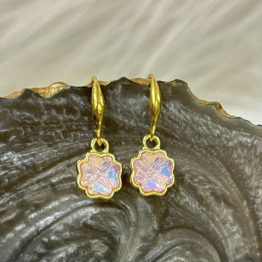 High-Quality Gold-Plated Floral Bliss Green Cubic Zirconia Dangle Earrings