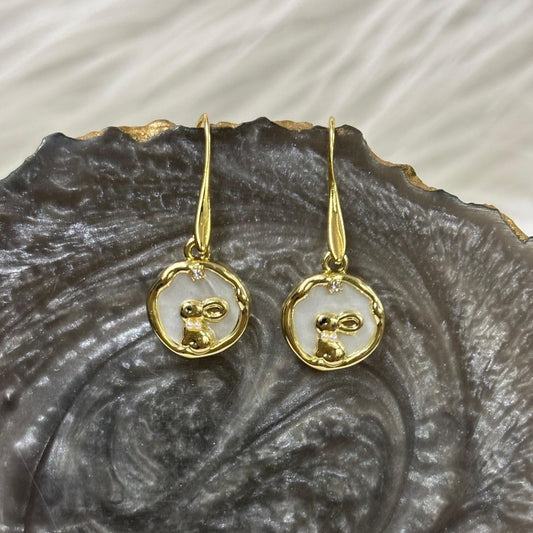 Gold-Plated Bunny Charm Drop Earrings
