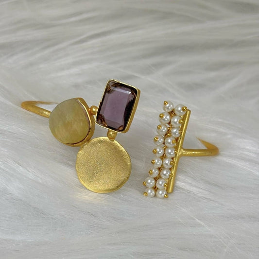 BDiva 18k Gold Plated Artful Geometry Bangle with a Fusion of Bold Modernity and Timeless Sophistication