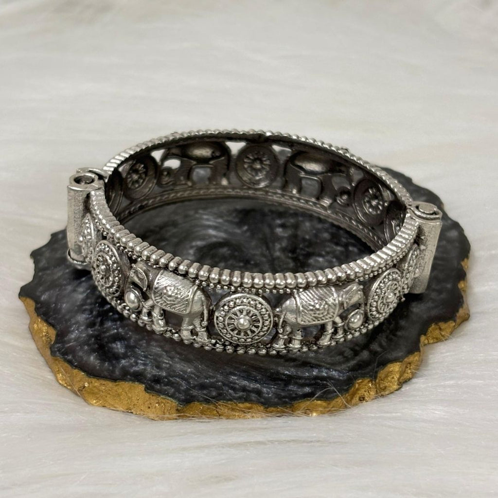 Oxidized Elephant Statement Bangle