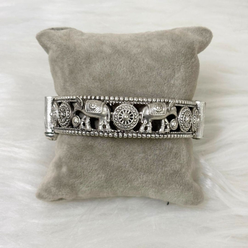 Oxidized Elephant Statement Bangle