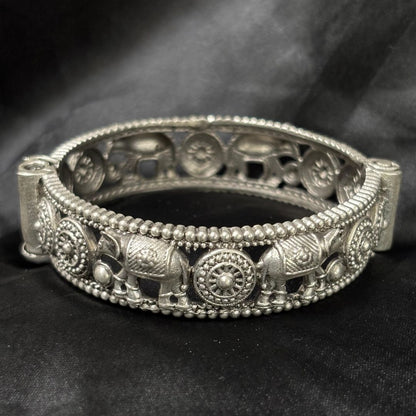 Oxidized Elephant Statement Bangle