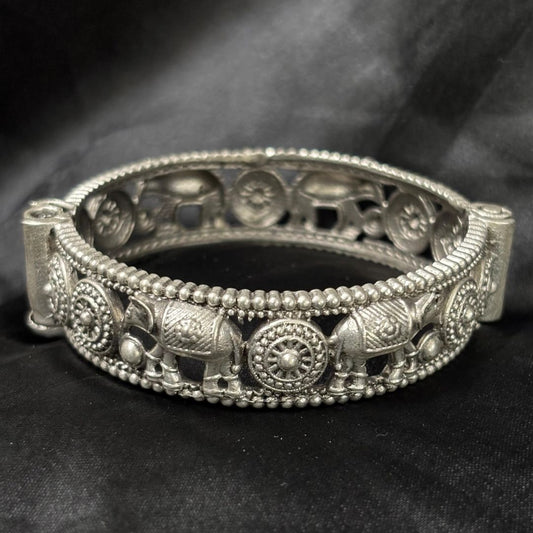Vintage Elephant Oxidized Antique Statement Bangle