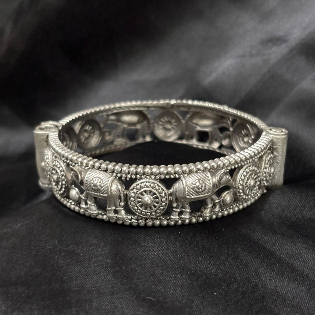 Oxidized Elephant Statement Bangle
