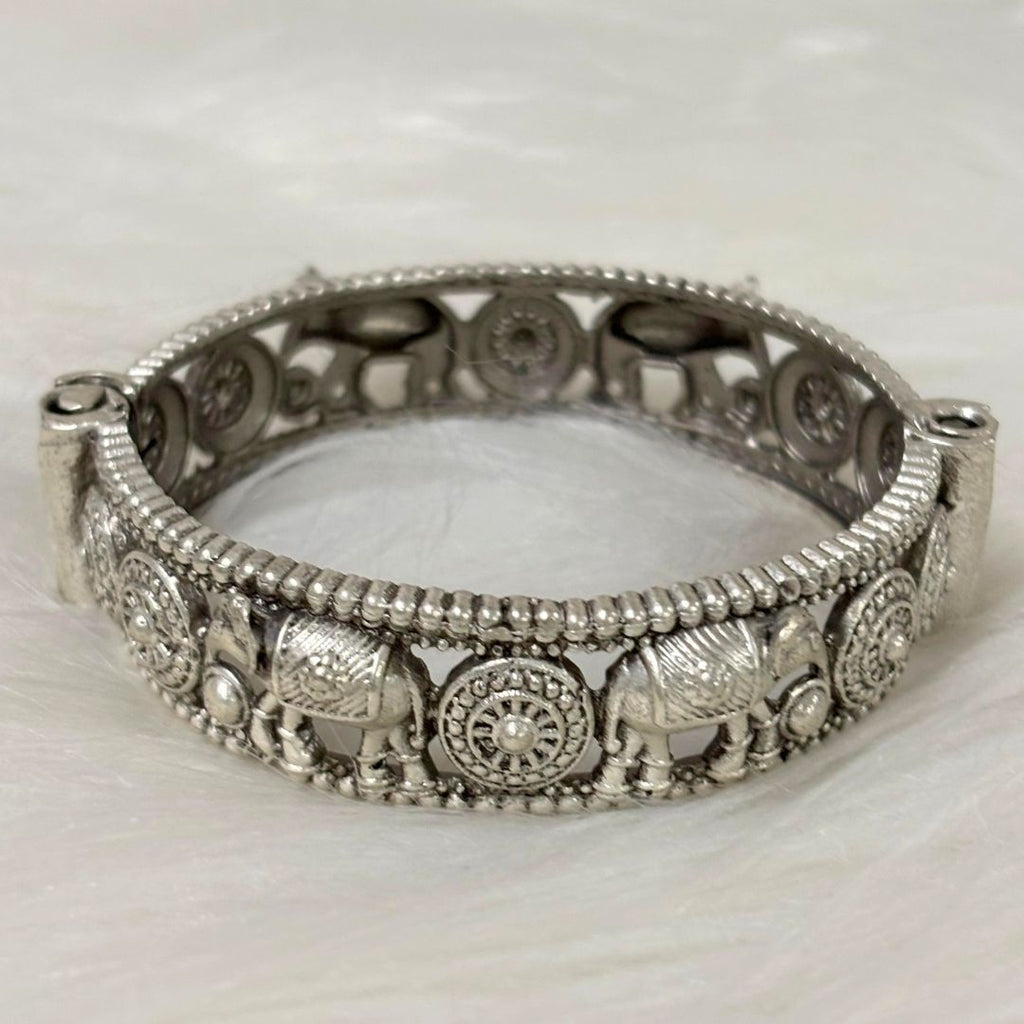 Oxidized Elephant Statement Bangle