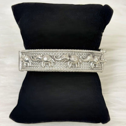 Oxidized Elephant Statement Bangle