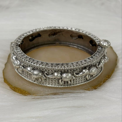 Oxidized Elephant Statement Bangle