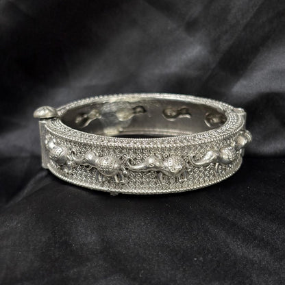Oxidized Elephant Statement Bangle