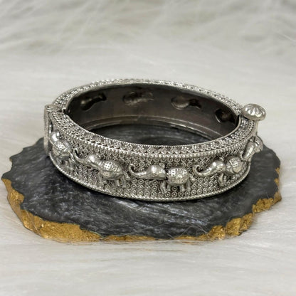 Oxidized Elephant Statement Bangle