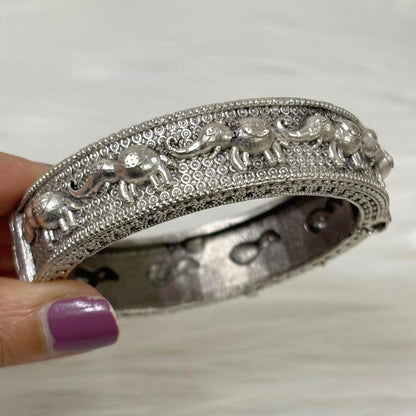 Oxidized Elephant Statement Bangle