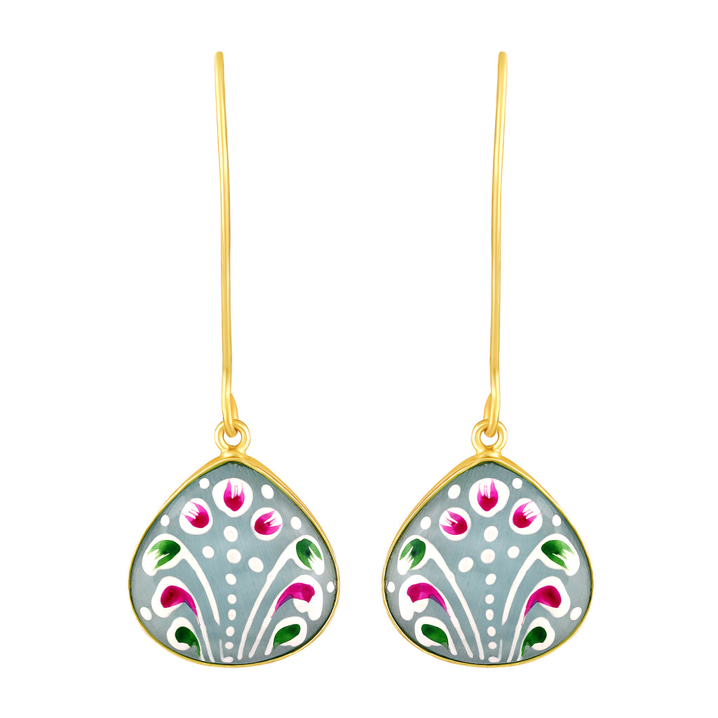 Gold Plated Hand-Painted Earrings