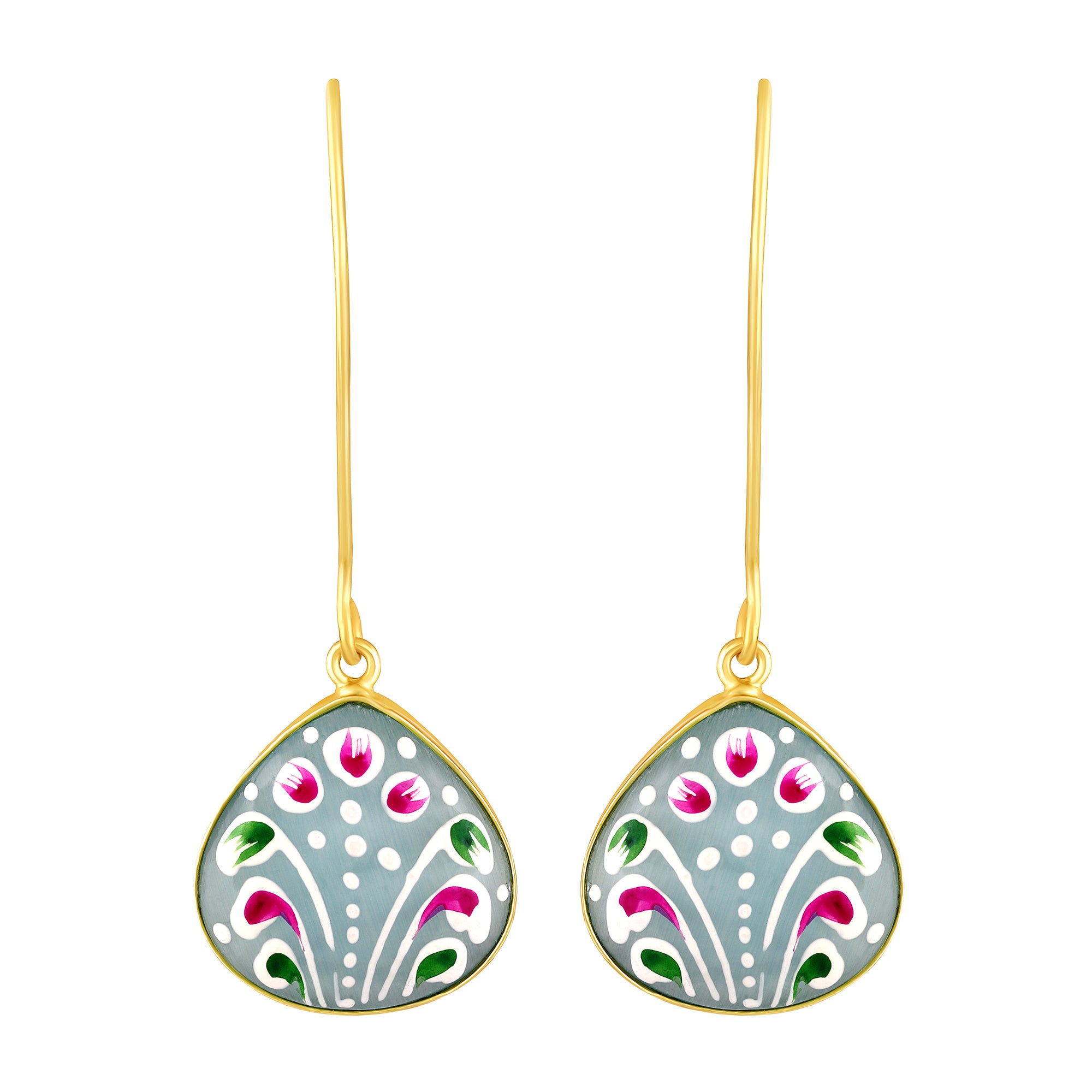 Gold Plated Hand-Painted Earrings